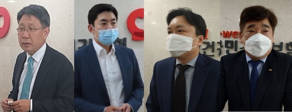 촤측부터 병협 송재찬 단장, 한의협 이진호 부회장, 약사회 오인석 이사, 치협 김성훈 이사