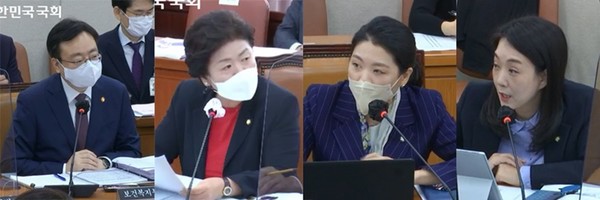 (좌측부터) 규홍 복지부 장관, 서정숙 국민의힘 의원, 신현영 더불어민주당 의원, 최혜영 더불어민주당 의원.