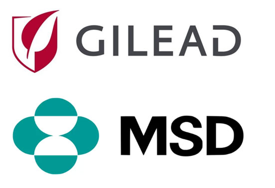 사진=길리어드, 머크(MSD) 로고
