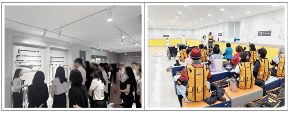 ▲ 국민건강보험공단 건강보험고령친화연구센터에서 국내외 고령친화용품 및  신기술제품, 지역우수제품 등 다양한 전시제품을 직접 체험할 수 있다.