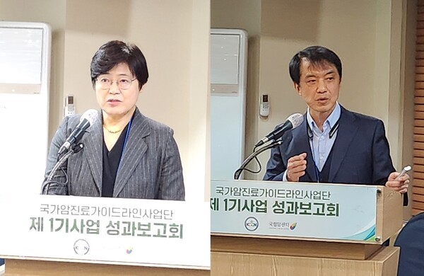 좌측부터 라선영 대한암학회 이사장, 곽호신 사무국장 (사진=이소영 기자)